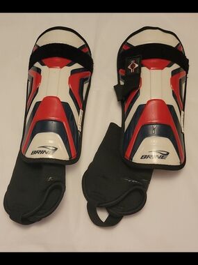 Brine Red & White Soccer Shin Guards